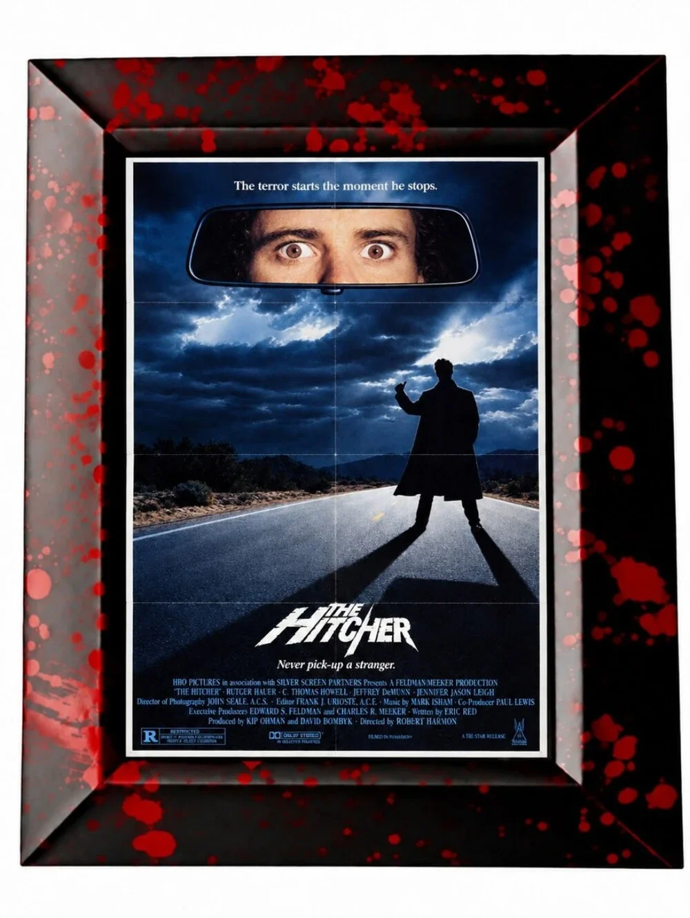 Vintage Horror Bloody The hitchhiker Thriller Halloween Retro 80s 90s Frame Art